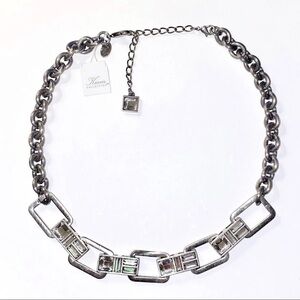 Lia Sophia Kiam Collection Regency Crystal Stones Silver Statement Necklace